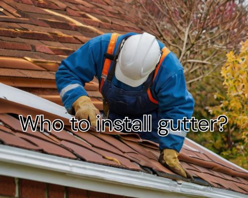 Worker installing new gutter section