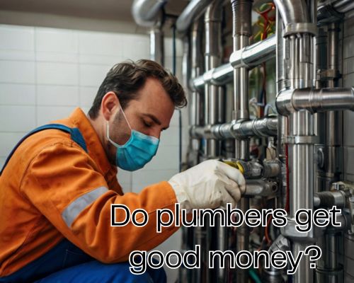 The plumber is working carefully with a wrench.